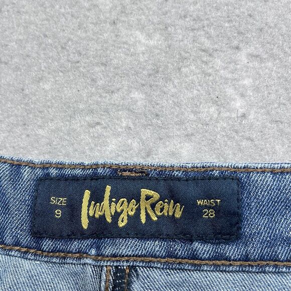 Indigo Rein Shorts Womens Size 9 Waist 28 Stretch Distressed Raw Hem Jean Shorts - Picture 10 of 12